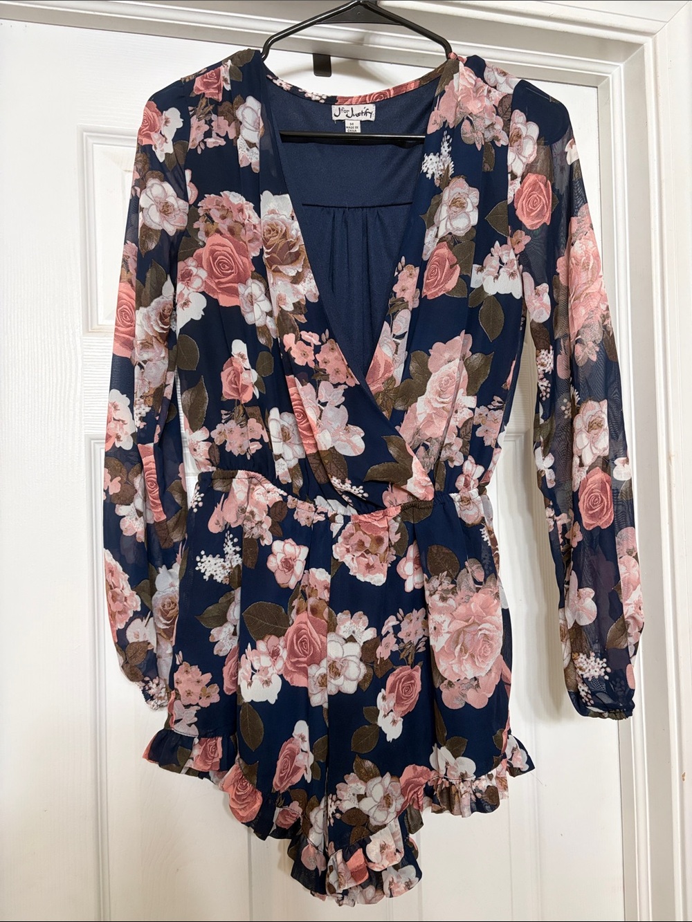 J for Justify Navy Floral Long-Sleeve Romper